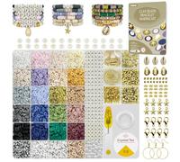ClaBead Clay Beads Bracelet Making Kit 6300 Pcs, 24 Neutral Colors Clay Beads for Bracelets Making, Friendship Bracelet Kit with Heishi Beads for Teens Adults
