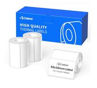 CLABEL 3 Rolls Freezer 50x30mm Thermal Labels for Food Prep/Cold Chain | Freezer Safe, Synthetic Paper, Waterproof, Oil-Proof, -30°C to 60°C, Frozen Meat Home, Compatible with 4-Inch Thermal Printer