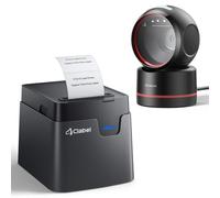 CLABEL Product Label Printer and Scanner Kit, Thermal Label Printer for 20-50mm Labels, Auto-Sensing 1D 2D QR Code Scanner, All-in-One Bundle for Retail Inventory and Asset Management