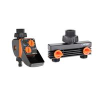 Claber 8423 Aquauno Select Water Timer And Double Tap Connector Bundle