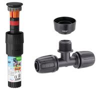 Claber Colibri 90210 360 Degree Pop-Up Sprinkler, 3-Way Connector And Collar Guard Bundle
