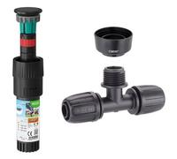 Claber Colibri 90220 180 Degree Pop-Up Sprinkler, 3-Way Connector And Collar Guard Bundle