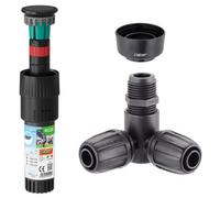 Claber Colibri 90220 180 Degree Pop-Up Sprinkler, Corner Connector And Collar Guard Bundle