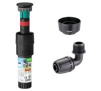 Claber Colibri 90220 180 Degree Pop-Up Sprinkler, Elbow Connector And Collar Guard Bundle