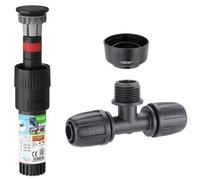 Claber Colibri 90230 90 Degree Pop-Up Sprinkler, 3-Way Connector And Collar Guard Bundle