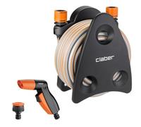 Claber Mini-Set Utility, Compact Hose Reel with Garden Hose, Automatic couplings and Spray Pistol