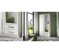Clack 2 Door 2 Drawer Mirror Wardrobe White