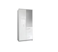Clack 2 Door 3 Drawer Mirrored Wardrobe White Gloss