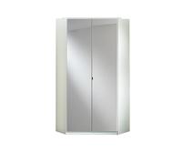 Clack 2 Door Corner Mirrored Wardrobe White Gloss