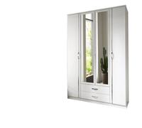 Clack 4 Door 2 Drawer Mirror Wardrobe White