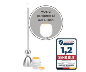 Clack 99009 Egg Shell Break Point Source Sitter Stainless Steel with Breakfast Egg Design Made in Germany Egg Topper Gift Idea