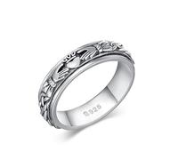 Claddagh Fidget Spinner Rings 925 Sterling Silver Celtic Knot Anxiety Ring Eternity Love Irish Claddagh Jewelry Gifts for Women Girls Men Mom Wife (Size 7)