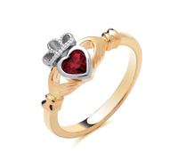 Claddagh Ring, Gold, Traditional Irish, Engagement, 18ct Gold, Sterling Silver 925, Ruby (M)