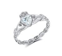 Claddagh Rings for women 925 Sterling Silver Claddagh Celtic Knot Promise Ring Wedding Engagement Celtic Irish Jewellery Gifts for Women Girls Wife(8)