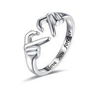 Claddagh Rings Heart Shape for Women Teen Girls Adjustable 925 Silver/18K Gold Plated Irish Claddagh Ring Friendship Ring Love Ring Mother's Day Valentine's Day Gift, Sterling Silver