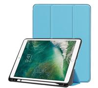 Claelech Tablet Case for iPad Air3 10.5 2019 with Pencil Holder, Ultra Slim Strong Magnetic Folio Leather PU Folding Protective Stand Cover Smart Case with Wake Up Sleep Function (Light Blue)