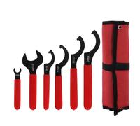 CLAHJQX 6pcs Coilover Spanner Wrench Set, Heavy Duty Adjustable Shock Wrench Tool Kit for Most Coil Overs Shocks Adjustment and Suspension System with Roll Up Pouch