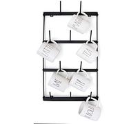 Claimed Corner Coffee Mug Rack - 4 Row Metal Wall Mounted Storage Display Organizer For Coffee Mugs, Tea Cups, Mason Jars, And More. Mini Black