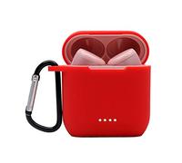 Claiol Silicone Case for Tozo T6, Front LED Visible, Premium Accessory Shockproof Case Cover with Keychain Compatible with Tozo T6. (Red)