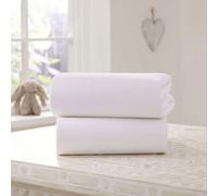 Clair-de-lune 2 Pack Bedside Crib Fitted Sheets - 90 x 50 cm White