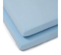 Clair de Lune 2 Pack Fitted Jersey Cotton Cot Bed Sheets 70 x 140 cm (Blue)