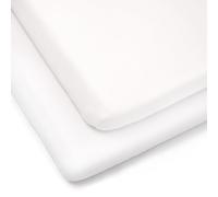 Clair de Lune 2 Pack Fitted Jersey Cotton Cot Bed Sheets 70 x 140 cm (White)