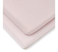 Clair de Lune 2 Pack Fitted Jersey Cotton Pram/Crib Sheets 90 x 40 cm (Pink)