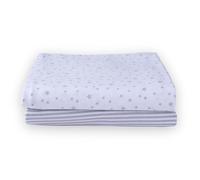 Clair de Lune 2 Pack Stars & Stripes Bedside Crib Fitted Sheets - 90 x 50 cm (Grey)