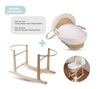 Clair de Lune Cream Dimple Palm Moses Basket with Rocking Stand