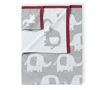 Clair de Lune Eli The Elephant Reversible Baby Blanket, 100% Soft Cotton - 70 x 90 cm, Grey