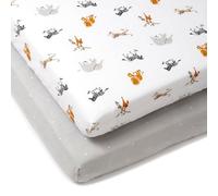 Clair de Lune Jungle Dream 2 Pack Fitted Cot Bed Sheets 70 x 140 cm