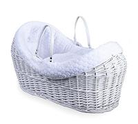 Clair de Lune Marshmallow Wrapover White Wicker Noah Pod | Integrated Hood | Includes Handles, Coverlet, Padded Liner and Hypoallergenic Mattress | Suitable from Birth | 76 x 29 x 45 cm (White)