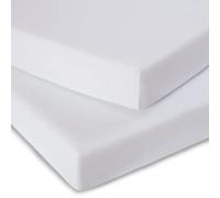 (White, Travel Cot) Clair De Lune Fitted Sheet (Twin Pack)