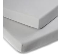 (Grey, Cot Bed) Clair De Lune Fitted Sheet (Twin Pack)
