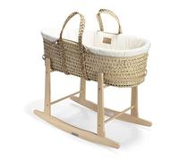 Clair de Lune | Organic Palm Moses Basket and Natural Rocking Stand | Award Winning Baby Bassinet | Palm Basket, Organic Dressing, Bamboo Mattress, Moses Sheet | Newborn Essentials | (Natural Cream)