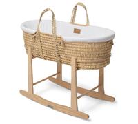 Clair de Lune Organic Palm Moses Basket With Stand-White