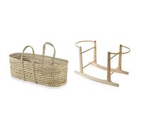Clair de Lune Palm Moses Basket Undressed - 75 x 28 x 24 cm, Natural, CL936 & Standard Rocking Moses Basket Stand