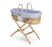 Clair de Lune Reversible Moses Basket Bundle, Includes Organic Palm Basket, Reversible Dressing, Folding Stand, Mattress 75 x 28 cm