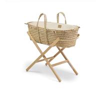 Clair de Lune Savannah Palm Moses Basket and Natural Folding Stand 75 x 28cm Sandshell