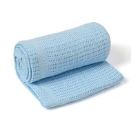Clair de Lune Soft Cotton Cellular Shawl Baby Pram Blanket Blue 70 x 90 cm