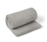 Clair de Lune Soft Cotton Cellular Shawl Baby Pram Blanket Grey 70 x 90 cm