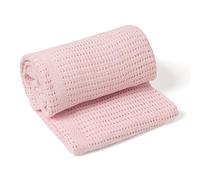 Clair de Lune Soft Cotton Cellular Shawl Baby Pram Blanket Pink 70 x 90 cm