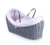 Clair de Lune Stars & Stripes Grey Wrapover Noah Pod - Baby Moses Basket -Pink