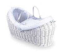 Clair de Lune Stars & Stripes White Wrapover Noah Pod - Baby Moses Basket - Grey, One Size, CL6055WGY