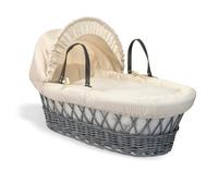 Clair de Lune Waffle Grey Wicker Moses Basket - Cream, Cream
