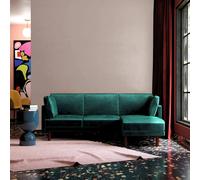 Clair Sprung Seat Sectional Sofa Bed in Green Velvet by Dorel