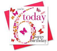 Claire Giles Ages Age 6 Girl Birthday Card, pink