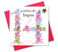 Claire Giles Ages Welsh Penblwydd Hapus Age 14 Girl Birthday Card WAGE14G
