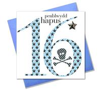 Claire Giles Ages Welsh Penblwydd Hapus Age 16 Boy Birthday Card