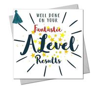 Claire Giles Greeting Cards, A Level Card, Stars design Exam Congratulations Greeting Card, Embellished with a colourful tassel